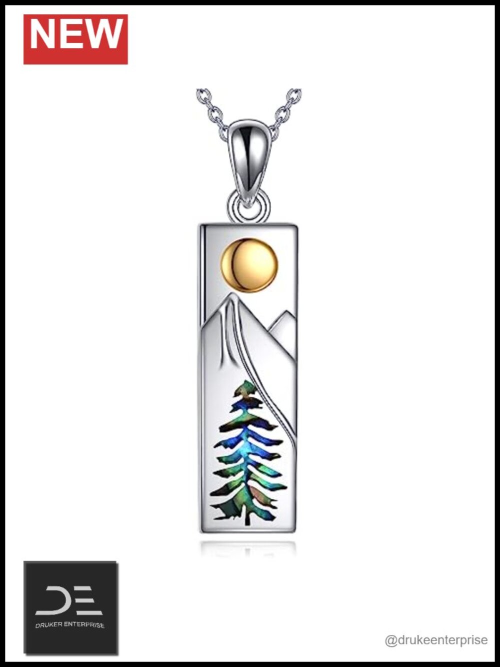 Sterling Silver Mountain Pendant Necklace for Women Hiking Skiing Jewelry